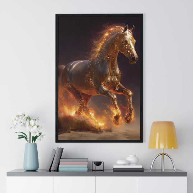 Majestic Horse Vertical Framed Poster, Equestrian Wall Art, Horse Lover Decor, Animal Print, Gift for Equine Enthusiasts