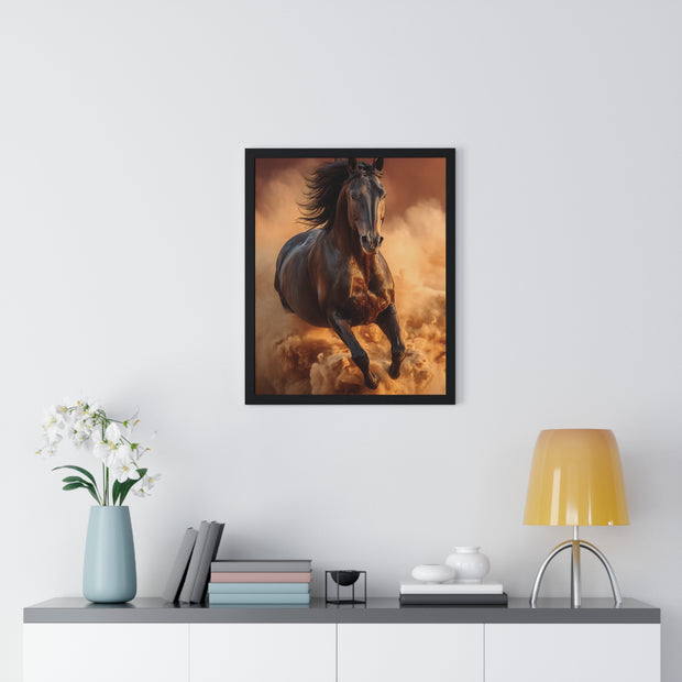 Galloping Wild Horse Framed Poster, Equine Wall Art, Nature Decor, Horse Lover Gift, Rustic Home Decor, Farmhouse Artwork