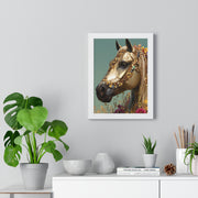 Golden Horse Framed Art Print, Elegant Home Decor, Gift for Animal Lovers, Equine Art, Wall Decoration