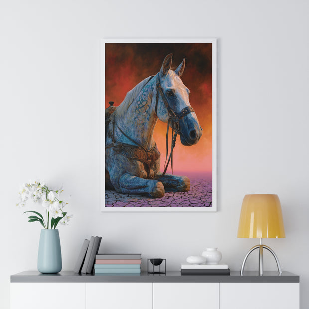 Elegant Horse Vertical Framed Poster - Art Print for Horse Lovers, Home Decor, Gift, Animal Wall Art, Nature Enthusiasts