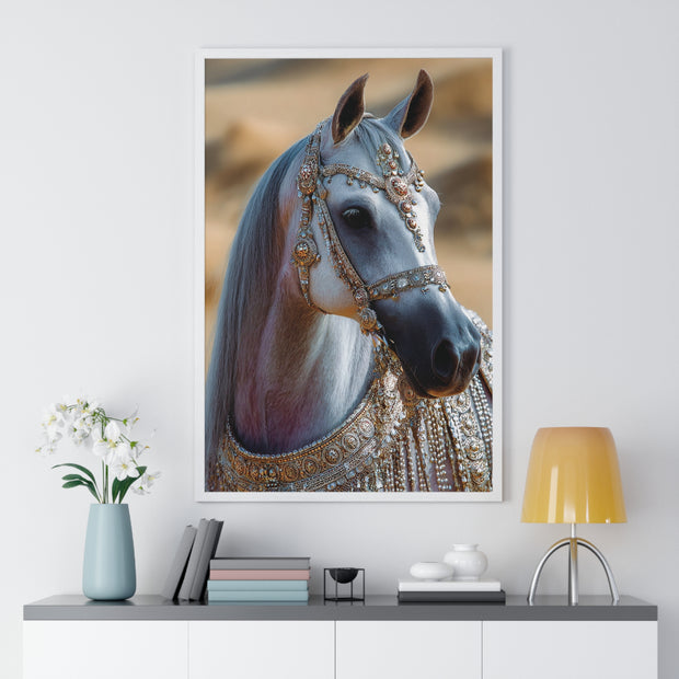 Elegant Horse Framed Art Print, Equine Wall Decor, Horse Lover Gift, Bohemian Home Decor, Nature-Inspired Wall Art