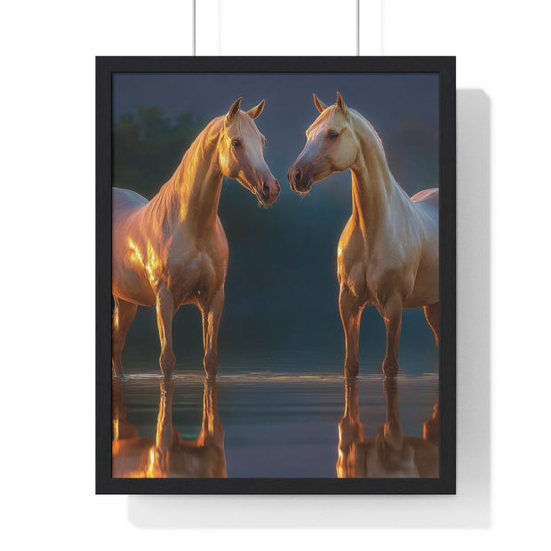 Elegant Horse Framed Poster, Horse Lover Art, Nature Wall Decor, Equine Photography, Gift for Home, Equestrian Decor