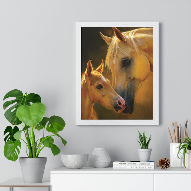 Heartfelt Horse Family Art, Vertical Framed Poster, Equine Decor, Horse Lover Gift, Animal Wall Art, Nursery Art, Equestrian Home