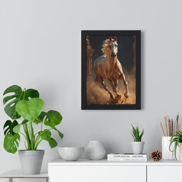 Stunning Horse Vertical Framed Poster, Home Décor, Equestrian Art, Gift for Horse Lovers, Inspirational Wall Art, Rustic Interior