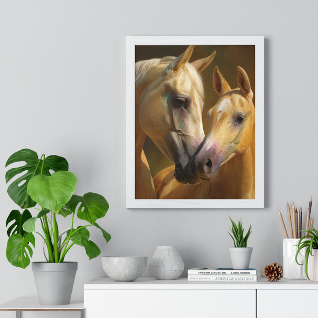 Horse Love Vertical Framed Poster, Equine Wall Art, Farmhouse Decor, Gift for Horse Lovers, Equestrian Home Decor