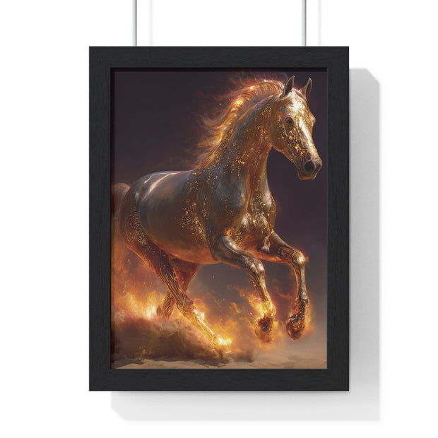 Majestic Horse Vertical Framed Poster, Equestrian Wall Art, Horse Lover Decor, Animal Print, Gift for Equine Enthusiasts
