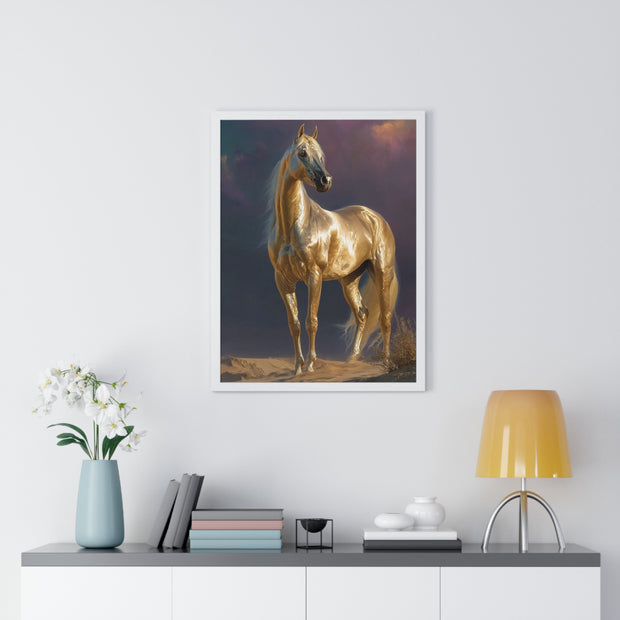 Elegant Horse Vertical Framed Poster, Equine Art, Horse Lover Gift, Home Decor, Equestrian Wall Art, Nature Inspired Décor