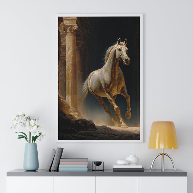 Elegant Horse Wall Art, Vertical Framed Poster, Equine Home Decor, Animal Art Print, Rustic Living Room Decoration