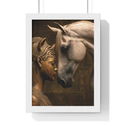Horse and Statue Framed Art Print, Nostalgic Wall Decor for Horse Lovers, Unique Gift for Home, Equestrian Art, Equine Themed Wall Art