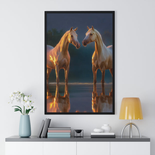 Elegant Horse Framed Poster, Horse Lover Art, Nature Wall Decor, Equine Photography, Gift for Home, Equestrian Decor