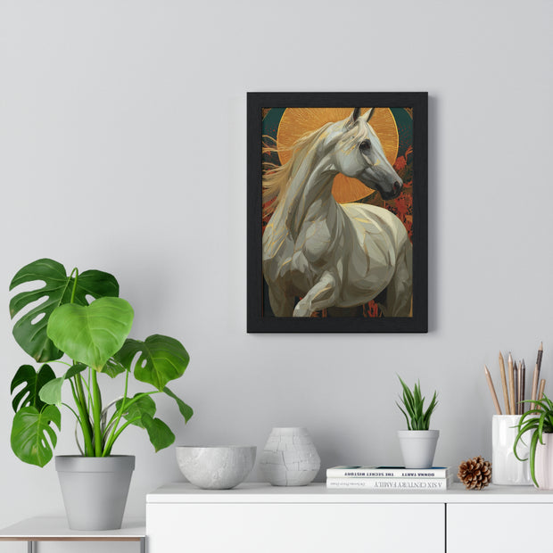 Majestic Horse Vertical Framed Poster, Equine Art, Animal Lover Decor, Gift for Horse Lovers, Home Wall Art, Rustic Farmhouse Style