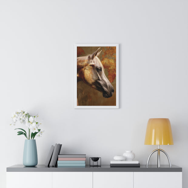 Elegant Horse Framed Poster, Horse Lover Art, Home Decor, Gift for Equestrians, Inspirational Wall Art, Rustic Farmhouse Style