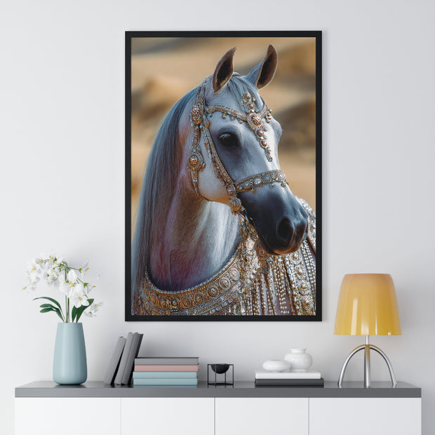 Elegant Horse Framed Art Print, Equine Wall Decor, Horse Lover Gift, Bohemian Home Decor, Nature-Inspired Wall Art