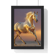 Golden Horse Framed Art Print, Equine Wall Decor, Horse Lover Gift, Equestrian Decor, Animal Home Art, Rustic Farmhouse Wall Art