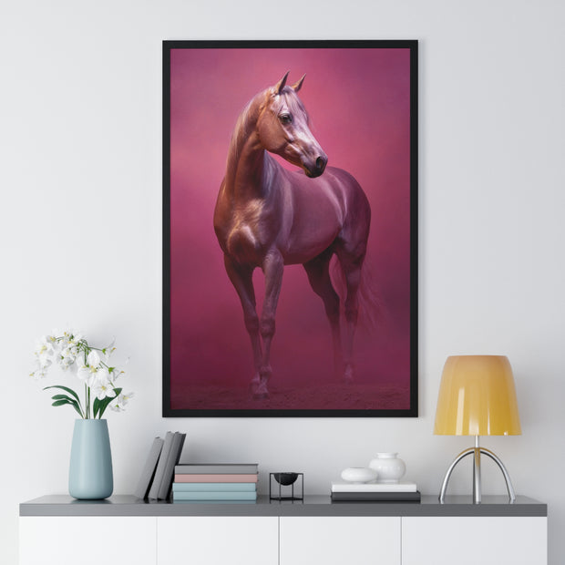 Elegant Horse Vertical Framed Poster, Farmhouse Decor, Animal Art Print, Gift for Horse Lovers, Equine Wall Art