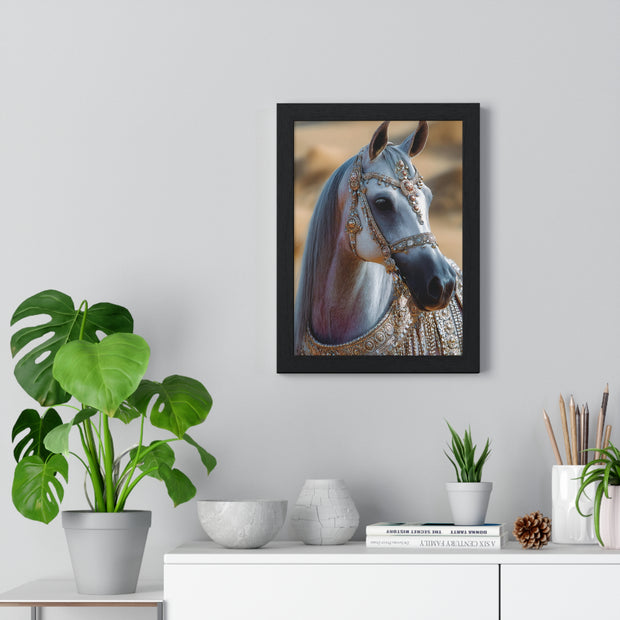 Elegant Horse Framed Art Print, Equine Wall Decor, Horse Lover Gift, Bohemian Home Decor, Nature-Inspired Wall Art