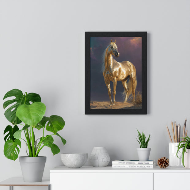 Elegant Horse Vertical Framed Poster, Equine Art, Horse Lover Gift, Home Decor, Equestrian Wall Art, Nature Inspired Décor