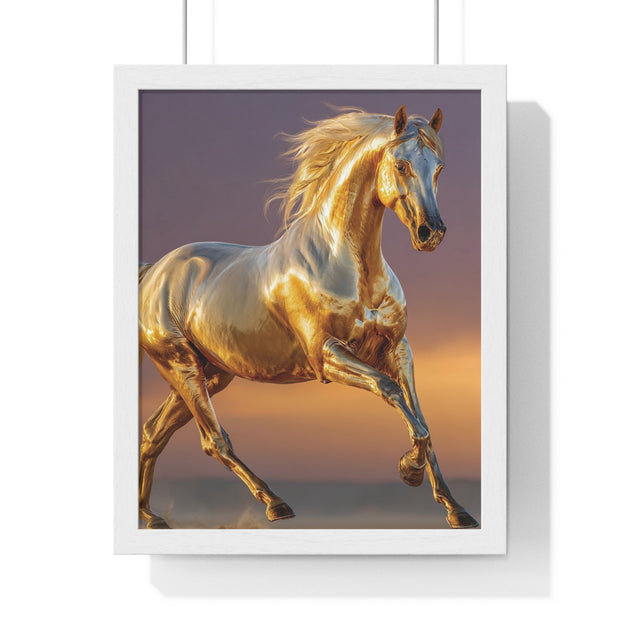 Golden Horse Framed Art Print, Equine Wall Decor, Horse Lover Gift, Equestrian Decor, Animal Home Art, Rustic Farmhouse Wall Art