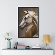 Elegant Horse Framed Art Print, White Horse Wall Decor, Equine Decor, Animal Lover Gift, Rustic Home Wall Art