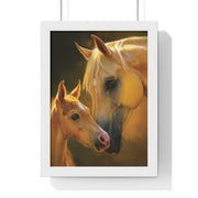 Heartfelt Horse Family Art, Vertical Framed Poster, Equine Decor, Horse Lover Gift, Animal Wall Art, Nursery Art, Equestrian Home
