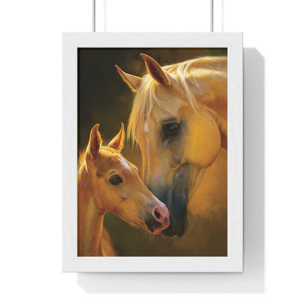 Heartfelt Horse Family Art, Vertical Framed Poster, Equine Decor, Horse Lover Gift, Animal Wall Art, Nursery Art, Equestrian Home