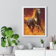 Majestic Fire Horse Vertical Framed Poster, Horse Wall Art, Equestrian Decor, Gift for Animal Lovers, Unique Home Decor