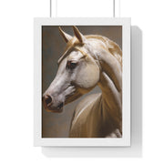 Elegant Horse Framed Art Print, White Horse Wall Decor, Equine Decor, Animal Lover Gift, Rustic Home Wall Art