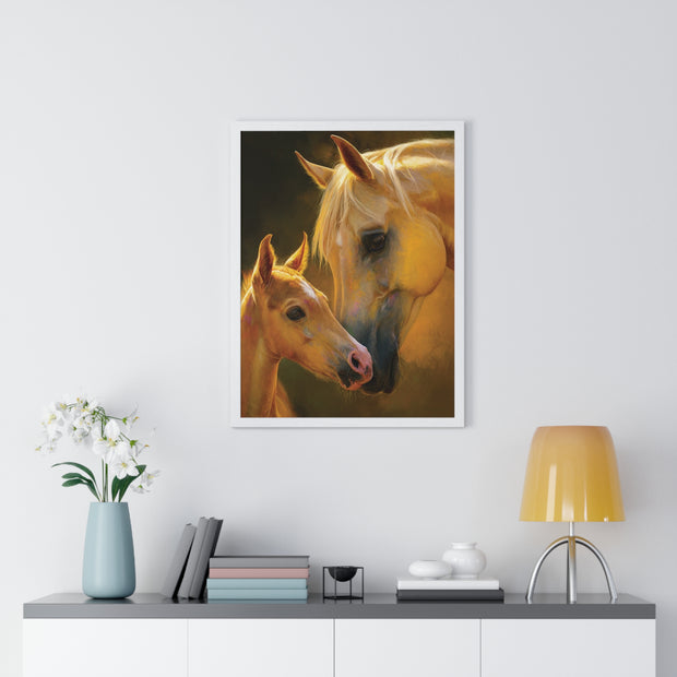 Heartfelt Horse Family Art, Vertical Framed Poster, Equine Decor, Horse Lover Gift, Animal Wall Art, Nursery Art, Equestrian Home