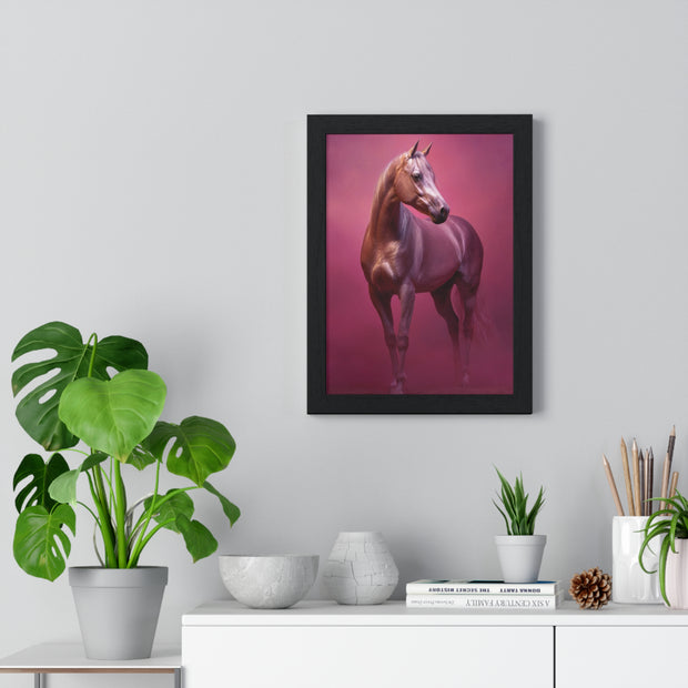 Elegant Horse Vertical Framed Poster, Farmhouse Decor, Animal Art Print, Gift for Horse Lovers, Equine Wall Art