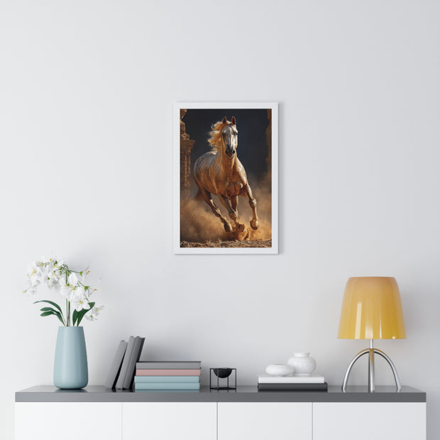 Stunning Horse Vertical Framed Poster, Home Décor, Equestrian Art, Gift for Horse Lovers, Inspirational Wall Art, Rustic Interior