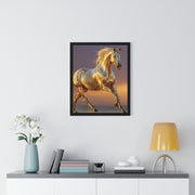 Golden Horse Framed Art Print, Equine Wall Decor, Horse Lover Gift, Equestrian Decor, Animal Home Art, Rustic Farmhouse Wall Art