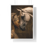 Horse and Statue Framed Art Print, Nostalgic Wall Decor for Horse Lovers, Unique Gift for Home, Equestrian Art, Equine Themed Wall Art