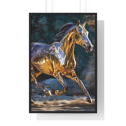 Golden Horse Framed Poster, Equestrian Art, Animal Lover Gift, Home Decor, Wall Art, Gift for Horse Enthusiasts