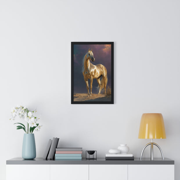 Elegant Horse Vertical Framed Poster, Equine Art, Horse Lover Gift, Home Decor, Equestrian Wall Art, Nature Inspired Décor