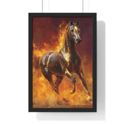 Majestic Fire Horse Vertical Framed Poster, Horse Wall Art, Equestrian Decor, Gift for Animal Lovers, Unique Home Decor