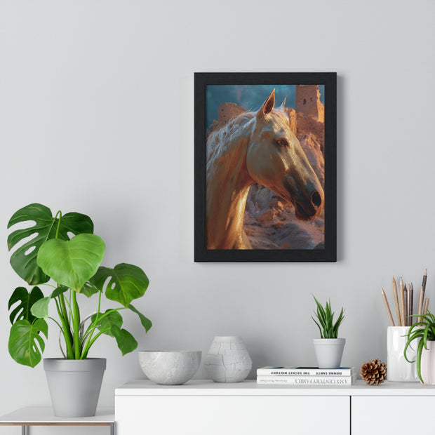 Majestic Horse Vertical Framed Poster | Elegant Horse Wall Art, Home Decor, Equine Lover Gift, Nature-Inspired Decoration, Animal Art Print