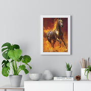Majestic Fire Horse Vertical Framed Poster, Horse Wall Art, Equestrian Decor, Gift for Animal Lovers, Unique Home Decor