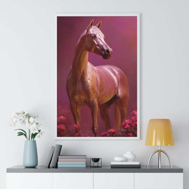Elegant Horse Art Framed Poster, Equine Decor, Horse Lover Gift, Wall Art for Home, Unique Gift for Her, Animal Artwork
