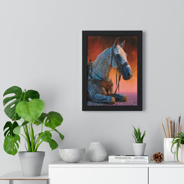 Elegant Horse Vertical Framed Poster - Art Print for Horse Lovers, Home Decor, Gift, Animal Wall Art, Nature Enthusiasts