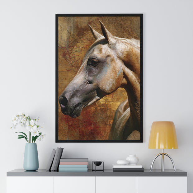 Majestic Horse Vertical Framed Poster | Equine Wall Art, Horse Lover Gift, Rustic Home Decor, Equestrian Art, Animal Print