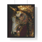 Elegant Horse Framed Art Print | Gold Abstract Horse Wall Decor, Horse Lover Gift, Rustic Home Decor, Equine Print