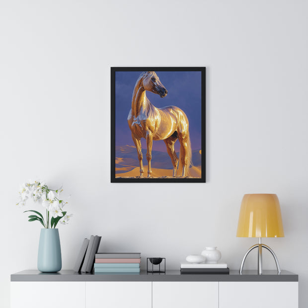 Golden Horse Framed Art Print, Equine Wall Decor, Animal Lover Gift, Nature Artwork, Equestrian Home Decor