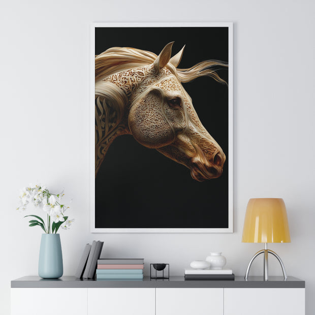 Elegant Horse Framed Art Print, Equine Wall Decor, Horse Lover Gift, Home Decor, Animal Artwork, Equestrian Style