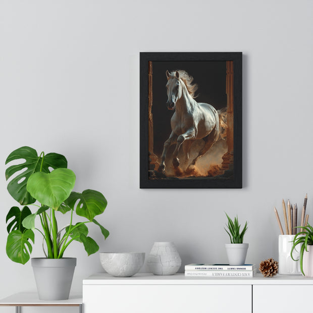 Majestic Horse Framed Poster Art, Equestrian Wall Decor, Farmhouse Style Home Decor, Gift for Horse Lovers, Equine Themed Artwork