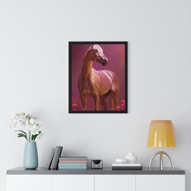 Elegant Horse Art Framed Poster, Equine Decor, Horse Lover Gift, Wall Art for Home, Unique Gift for Her, Animal Artwork