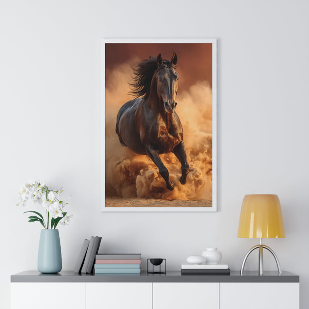 Galloping Wild Horse Framed Poster, Equine Wall Art, Nature Decor, Horse Lover Gift, Rustic Home Decor, Farmhouse Artwork