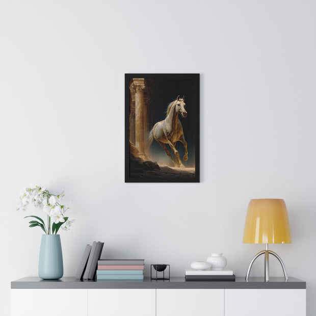 Elegant Horse Wall Art, Vertical Framed Poster, Equine Home Decor, Animal Art Print, Rustic Living Room Decoration