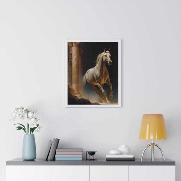 Elegant Horse Wall Art, Vertical Framed Poster, Equine Home Decor, Animal Art Print, Rustic Living Room Decoration