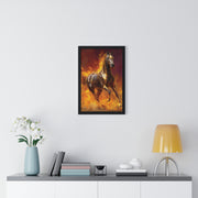Majestic Fire Horse Vertical Framed Poster, Horse Wall Art, Equestrian Decor, Gift for Animal Lovers, Unique Home Decor