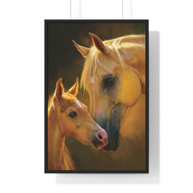 Heartfelt Horse Family Art, Vertical Framed Poster, Equine Decor, Horse Lover Gift, Animal Wall Art, Nursery Art, Equestrian Home